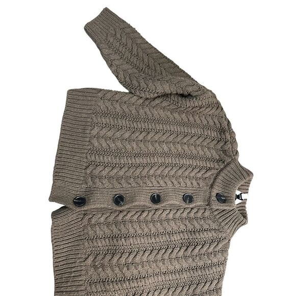 Something Navy Small Cable Knit Brown Long Sleeve Sweater Cardigan Rust Crew - Picture 4 of 10